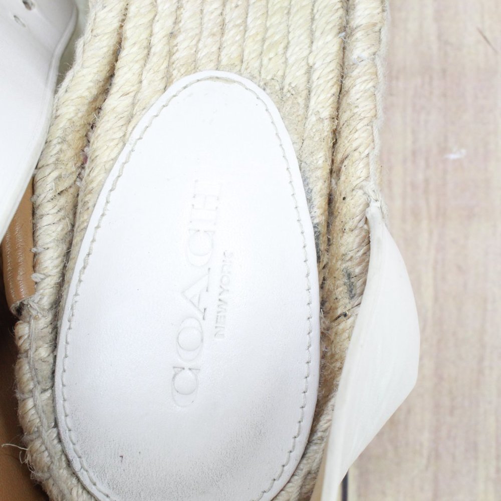 Coach White Leather Ankle Strap Platform Jute Wedge Sandals Size 6.5 B - Picture 11 of 11